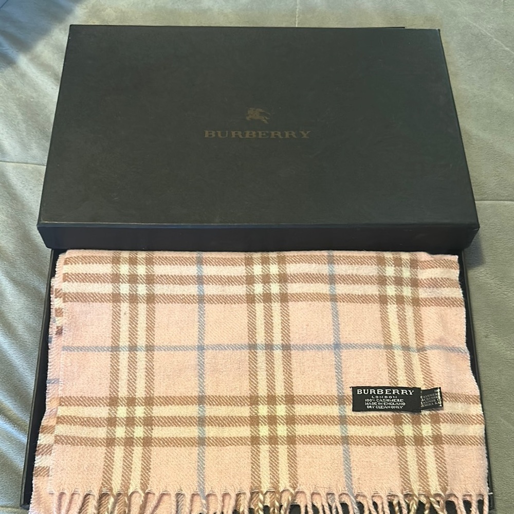 Burberry Tan and Brown Checkered Scarf Luxurious Accessory